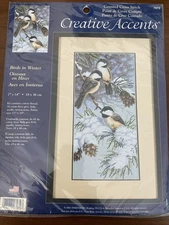 VTG 2002 Dimensions Counted Cross Stitch Kit Birds in Winter Chickadees