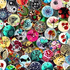 200Pcs Round Wood Buttons for Crafts 20mm Mixed Vintage Wooden Craft Button with