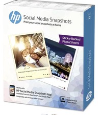 HP Social Media Snapshots 25 4" x 5" Sticky-Backed Photo Sheets NIP Sealed M59