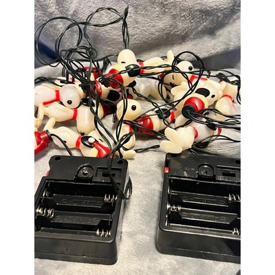 Peanuts Snoopy Pilot Christmas Lights 95'' Set of 2 Battery Operated Works