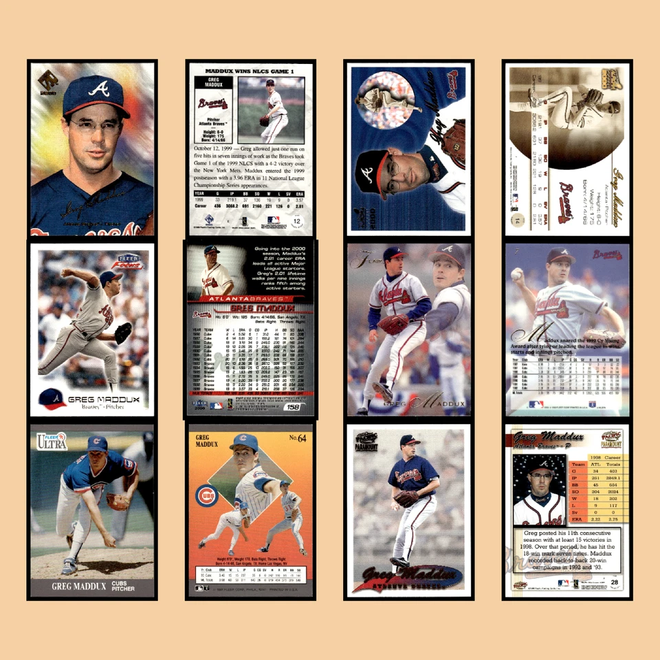 Greg Maddux Lote 50 Tarjetas de Béisbol 1999 Pacific Atlanta Braves Set Colección MLB Foto 3 de 4