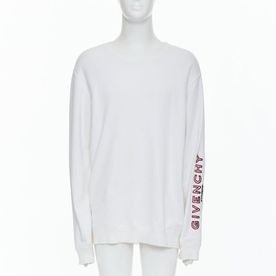 GIVENCHY cream cotton tufted gradient logo sleeve pullover L