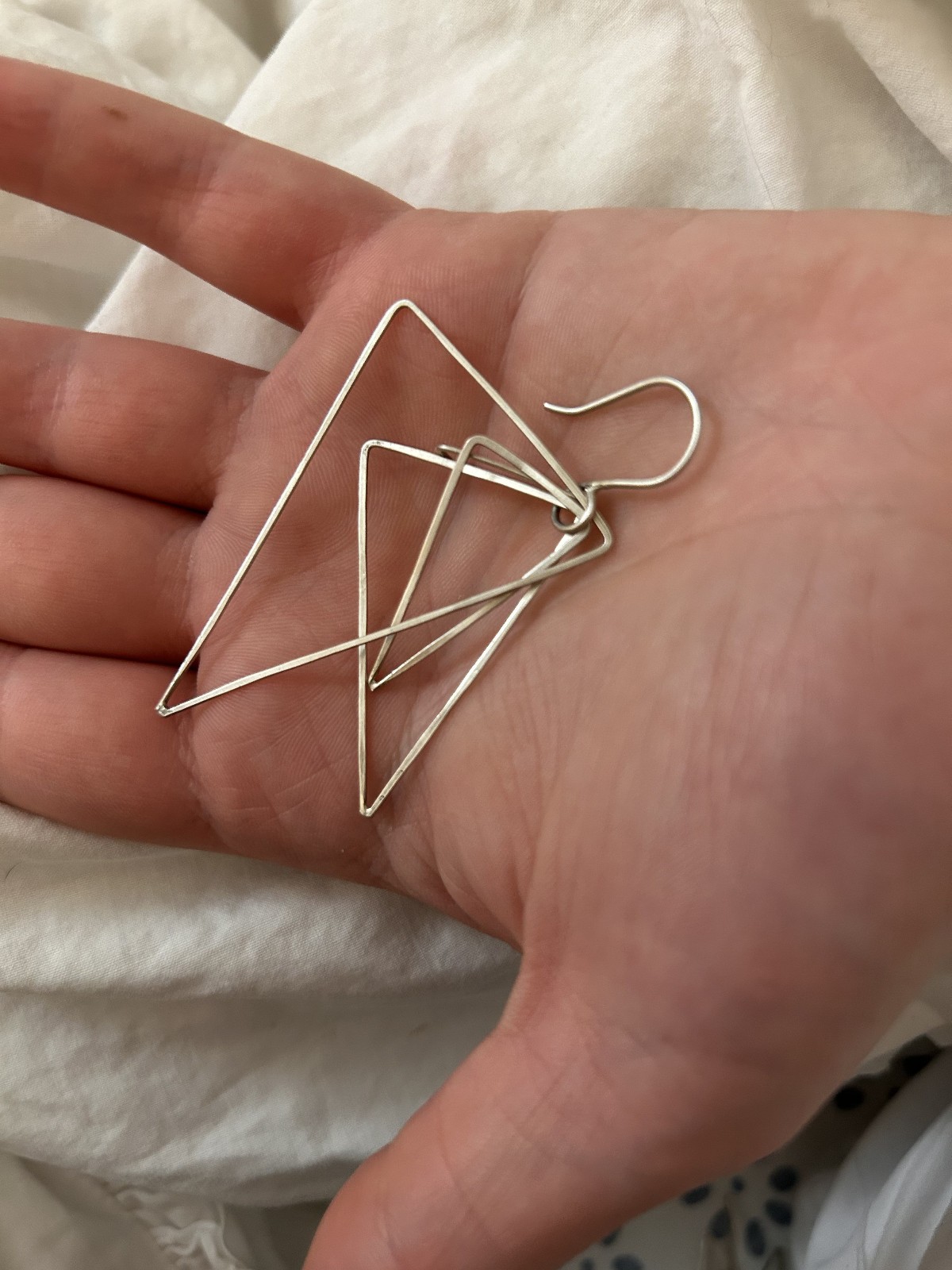 Large Silver Triangle Dangle Earrings Modern Scul… - image 17