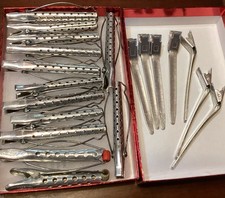 Lot 20 Rare Vintage Aluminum Hair Curlers Rollers  Clips 1940s 1950s Retro