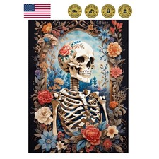 Diamond Art Kits for Adults Skull Flower Diamond Painting Kit 12x16in