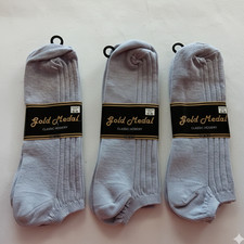 VTG Gold Medal Classic Hosiery Ankle Socks 3 Pair Set Gray Fits 10-13 Made USA