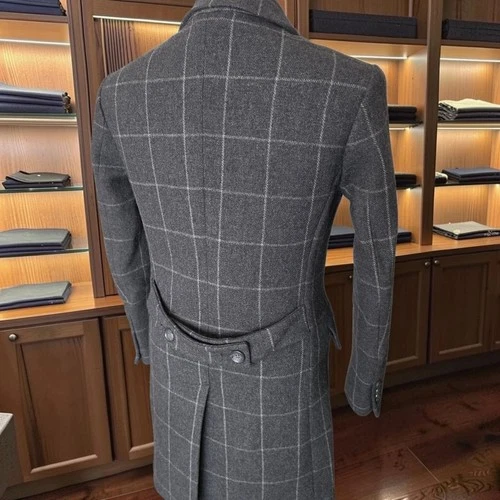 Bonobos Wool Overcoat 38r Slim Fit Half Belted Windowpane image 14