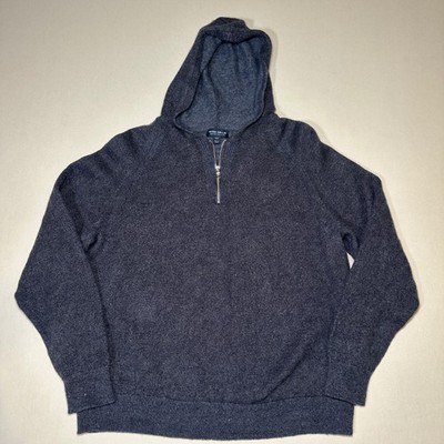 Peter Millar Crown Crafted Hoodie Youth XXL Blue Linen Merino Wool Sweater Zip