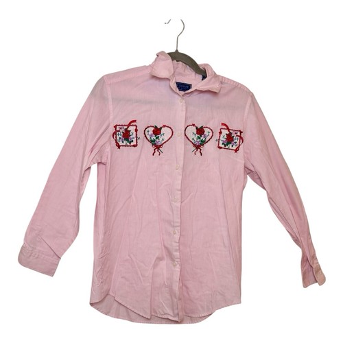 Valentino, Camicia vintage Karen Scott San Valentino ricamata Love Cottagecore piccola