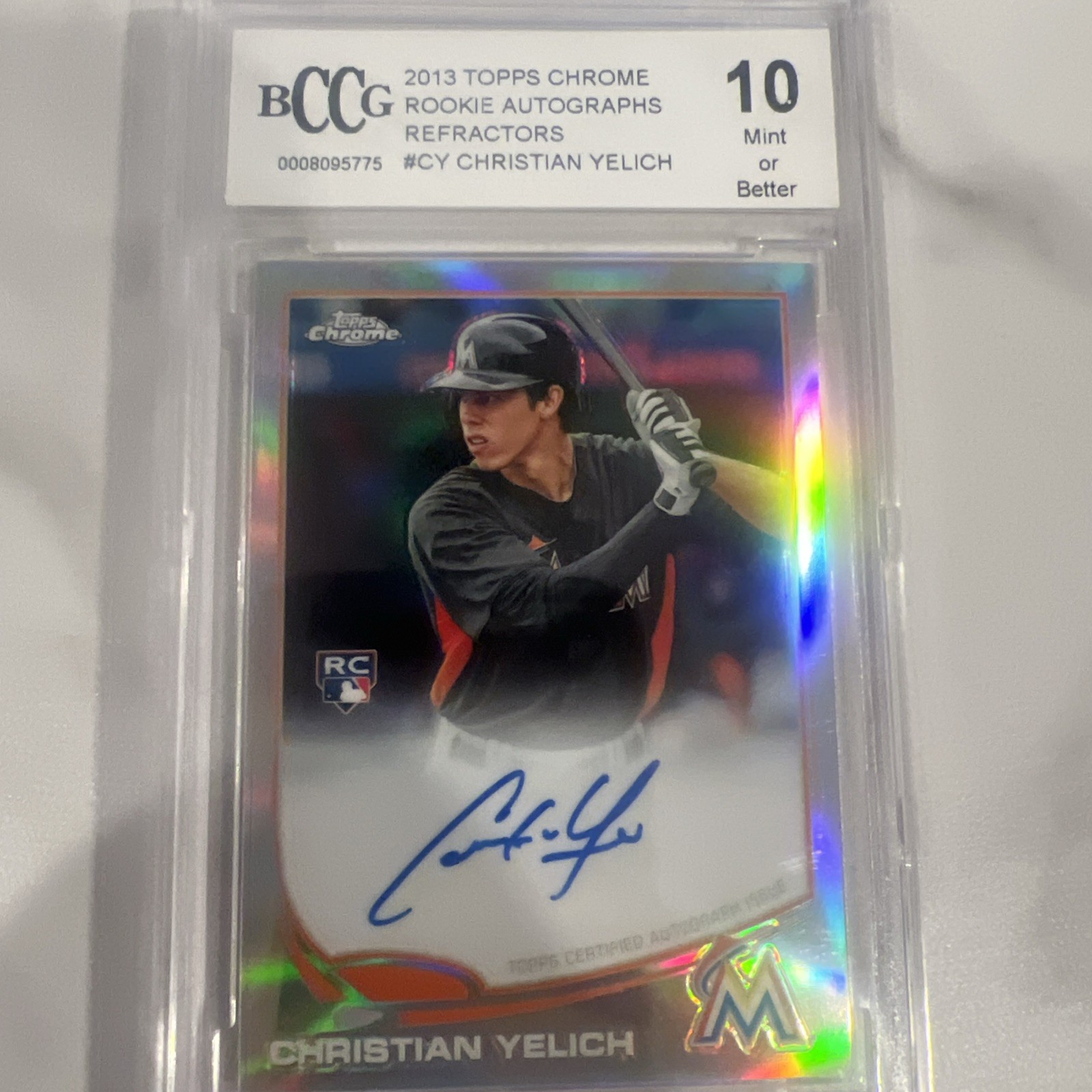 2013 Topps Chrome Christian Yelich #CY Refractor Rookie Autographs /499 (AU, RC)
