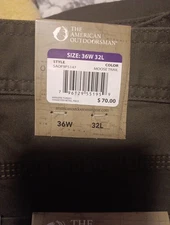 THE AMERICAN OUTDOORSMAN MOOSE TRAIL PANTS Size 36×32 NEW WITH TAGS  Never Worn