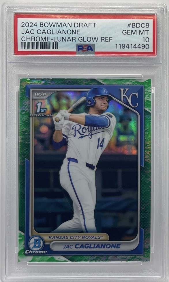 JAC CAGLIANONE 2024 BOWMAN CHROME DRAFT 1ST LUNAR GLOW GEM MT PSA 10 1ST RC