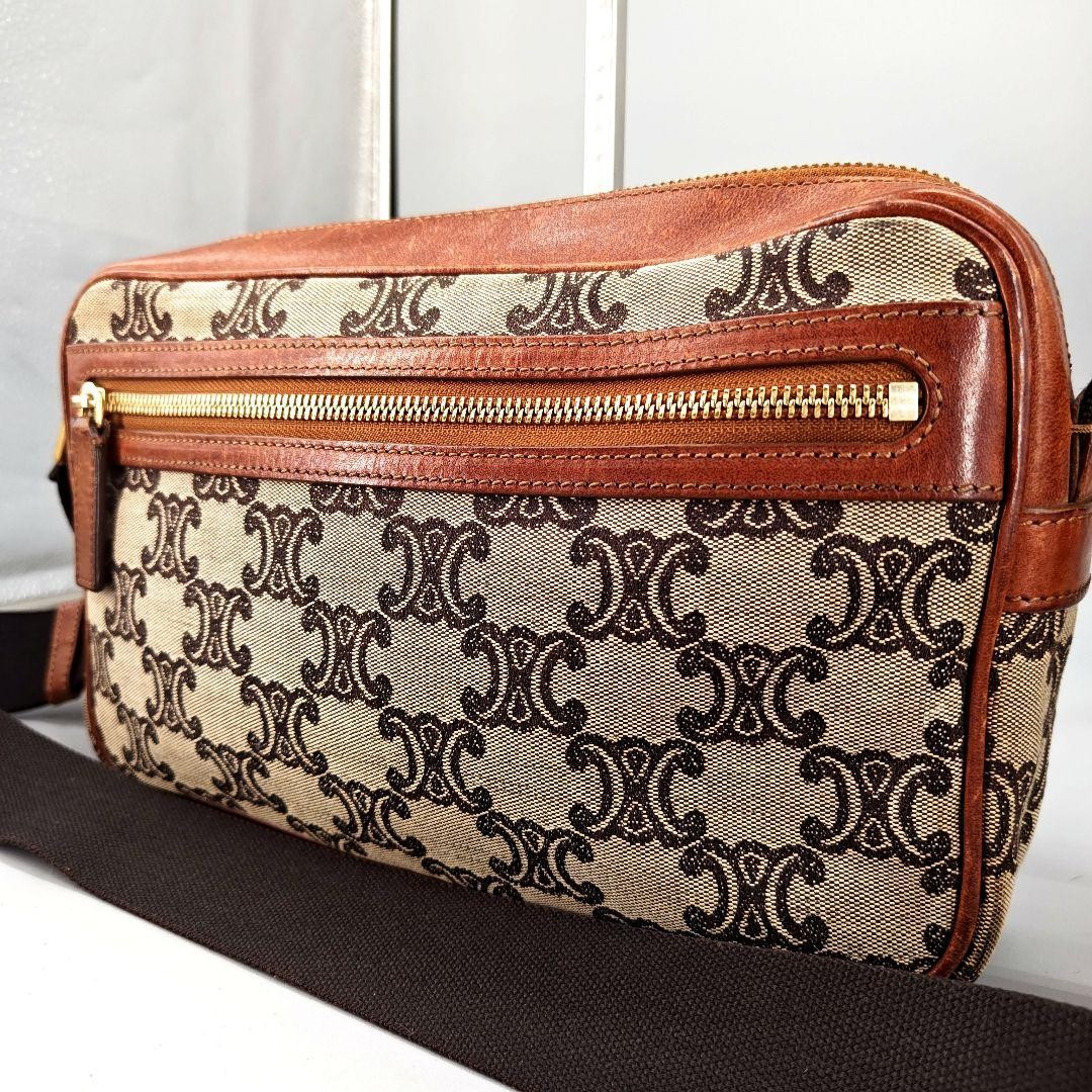 Celine Authentic Brown Canvas Shoulder Bag G0706781