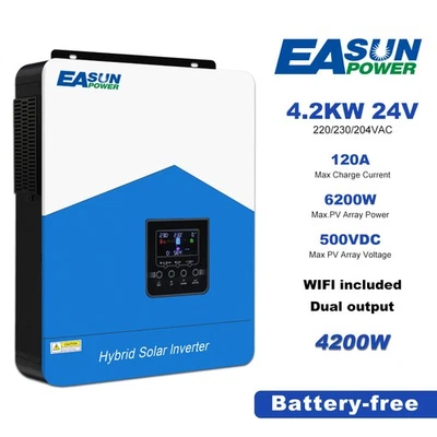 EASUN Inversor solar 4.2KW híbrido fuera de red inversor 24V120A regulador de carga MPPT Wifi