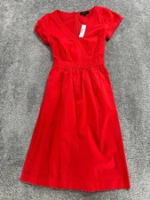 J.Crew Dress Womens 0 Red Cotton Blouson New