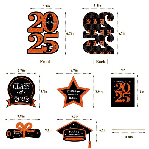 2025 Graduation Party Decorations - 30 Pack Orange and Black Grad Centerpiece... - Picture 4 of 7