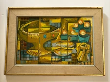 Robert W Brown Serigraph Silkscreen Abstract Cubism Cubist Mid Century Modernism