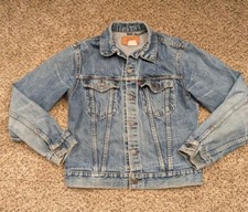 VTG Levi's Trucker Jacket Denim Blue Type 3 Jean Distressed Size 20