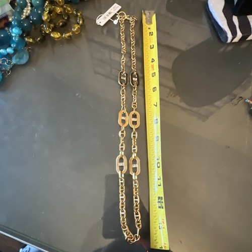 Ann Taylor goldfarbene Kette lange Knebel Halskette mit klaren quadratischen Strasssteinen Neu mit Etikett - Bild 13 von 13