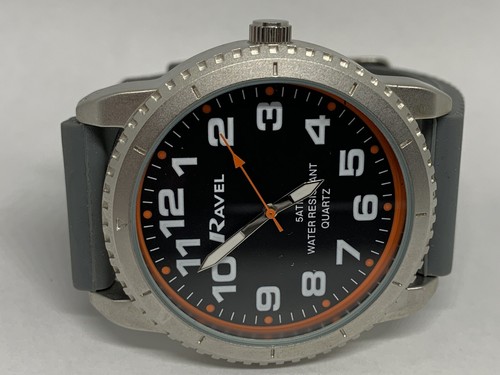 Ravel T2104 Mens Gray Silicon Analog Black Dial Quartz Genuine Wrist Watch HK872 - Picture 5 of 11