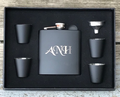 Personalized Flask Set, 3 ea. 6 Piece Sets , Groomsman Gifts, Best Man Gift - Picture 2 of 4