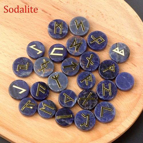 Juego de runas de piedra de cuarzo de cristal natural de 25 piezas piedras preciosas curativas de reiki futhark anciano - Imagen 5 de 20