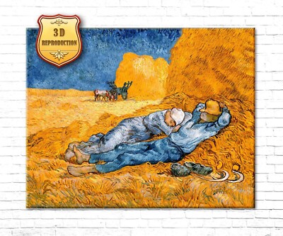 Van Gogh Noon Rest from Work 3D Effects Texture Gel Handmade Ready to Hang