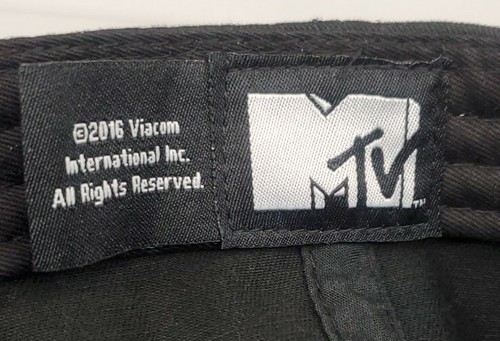 MTV Music Television Checkerboard Logo Adjustable Black Cap Adult Size OSFM Hat - Picture 7 of 9