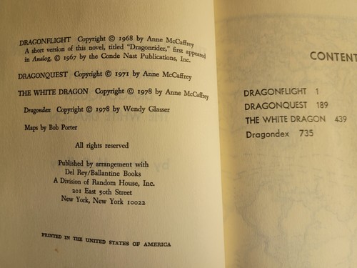 The Dragonriders of Pern Anne McCaffrey 1978 Hardcover - Imagen 2 de 6