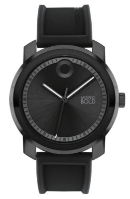 MOVADO BOLD 3601039 TREND PROPEL BLACK DIAL BLACK SILICONE BAND MENS WATCH