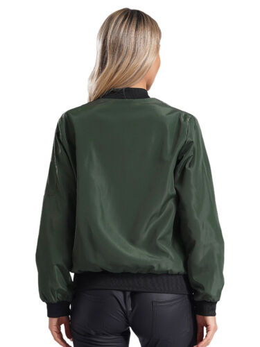 Chaqueta informal con cremallera para mujer Mangas largas Cuello alto Chaqueta Abrigo Prendas exteriores - Imagen 12 de 44