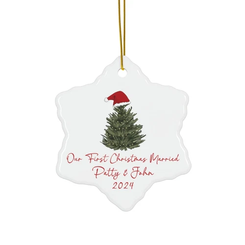 First Christmas Married Ornament Personalized Gift for Couple Custom Wedding