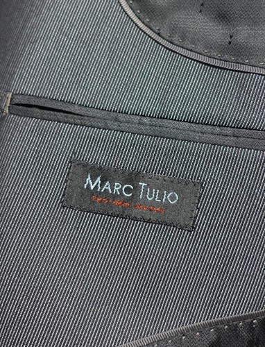 Marc Tulio Italian Pinstripe Suit Silver Gray 44R - Picture 7 of 7