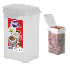 Contenedor de almacenamiento para mascotas Buddeez de 3,75 cuartos de galón con tapa abatible para golosinas y masticables para perros