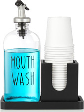 Mouthwash Dispenser for Bathroom, 16 OZ Glass Mouthwash Dispenser with Pour Spou