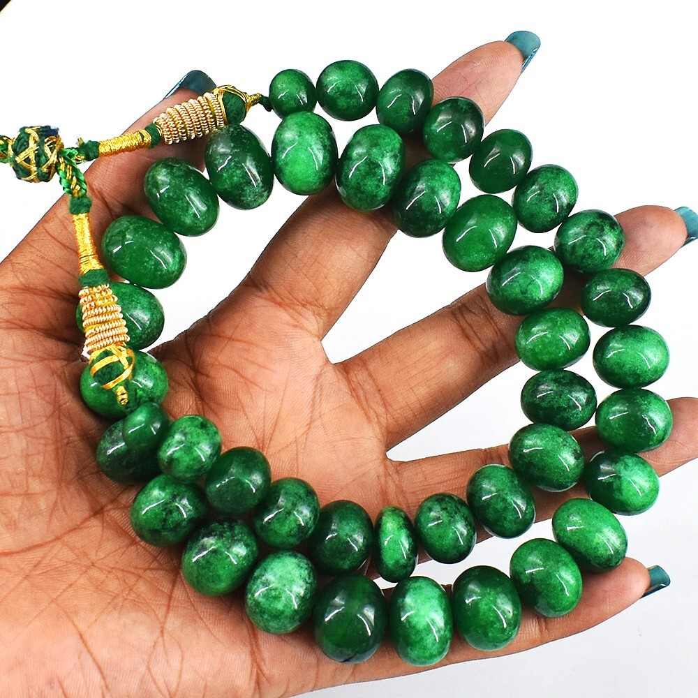 エメラルドネックレス　ビーズ　ジュエリー　emerald necklace Pear Emerald Necklace – Elisabeth Bell