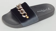 NOT RATED SANDALS SLIDE STONES CHAIN EMBELLISHED sz 9 NEW AUTHENTIC