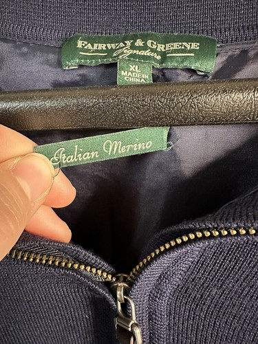 FAIRWAY & GREENE Signature Italian Merino Navy Sweater XL 1/4 ZIP Golf Pullover - Picture 4 of 10