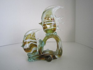 Two Multi Color Angel Fish Murano Style Sculpture Art Glass 9 Ebay