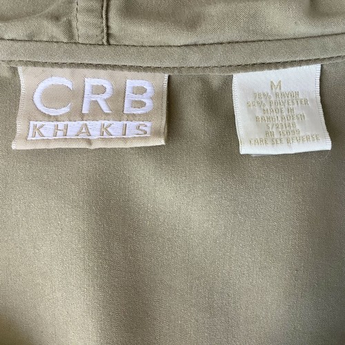 CRB Khakis Jacket Mens Medium Tan Beige Zip Up Pockets Hood Lightweight Unlined - Picture 6 of 6