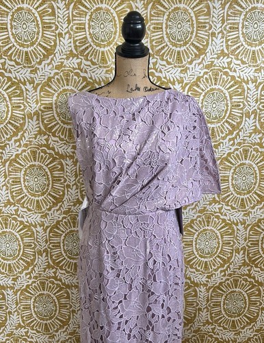 NWT JS Collections Arabella Sequin Guipure Lace Pleated Gown in Amethyst size 2 - Picture 7 of 15