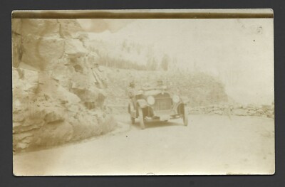Old Ford Car Auto On Old Oregon Road Driver 2 Passengers Solio 1903-1920s RPPC