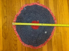 Vintage Round Handmade Braided Rag Rug -Roughly 18" in Diameter - One of a Kind