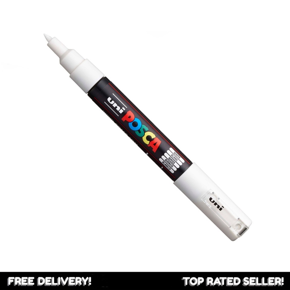 Uni Posca WHITE Paint Marker Pens PC1M 1MR 3M 5M 7M 8K 17K PCF350