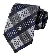 Men's Gingham Check Stripe Pattern Ties Business Formal One Size Navy Grey