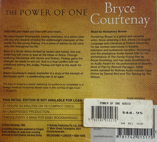 CD The Power Of One Bryce Courtenay audiolibro (2000), histórico, nuevo y sellado - Imagen 6 de 6