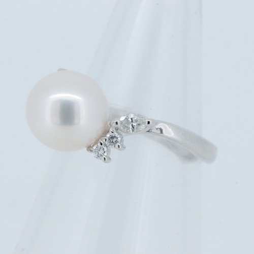 Tasaki Pearl Diamond Ring 9.0mm 0.25ct US Size 5.25 PT900 (Platinum) - Picture 2 of 9