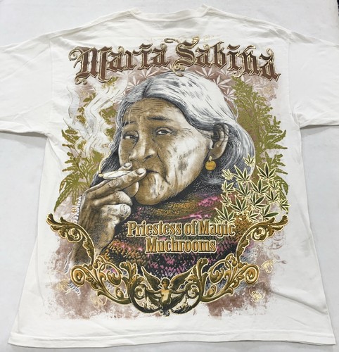 vtg Y2K MARIA SABINA PRIESTESS MAGIC MUSHROOMS T-Shirt XL weed pot shrooms drugs - Picture 4 of 12