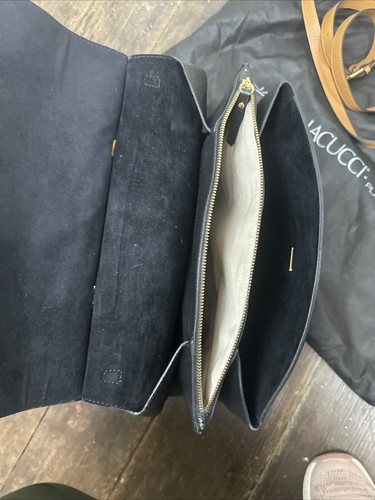 Italienische Leder Handtasche Lacucci Fellbesatz Handtasche Tiermotiv Gepard klassisch - Bild 5 von 9