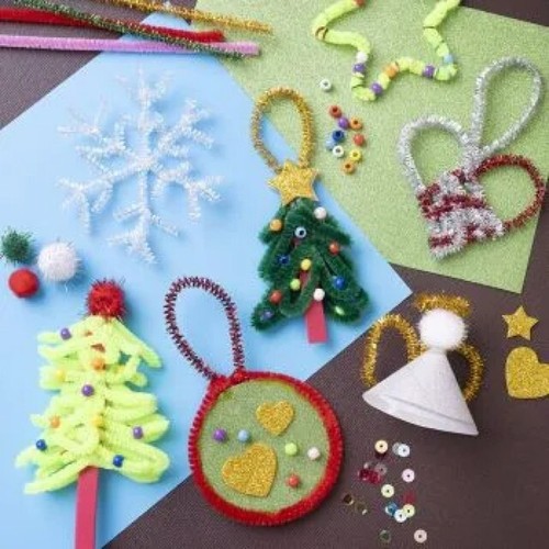 Multicolour Metallic Tinsel Chenille Stems Pipe Cleaners Metal Wired Crafts Arts - Picture 3 of 3